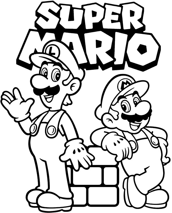 Printable coloring sheet Mario with Luigi