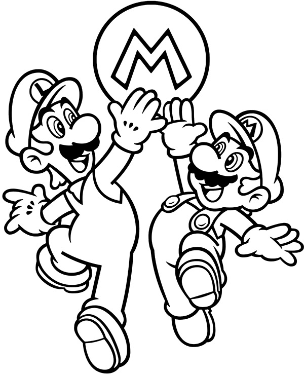 Printable coloring page Mario and Luigi