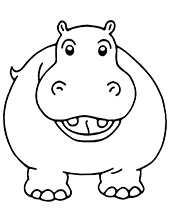 Easy hippopotamus coloring picture