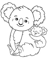 Two koalas coloring pages with Australian animals