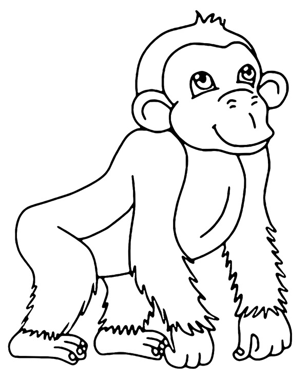 Printable monkey coloring page to print chimpanzee