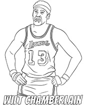 Chamberlain coloring sheet with basketball player