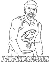 Printable coloring page of Donovan Mitchell