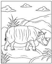 Indian rhino coloring page sheet