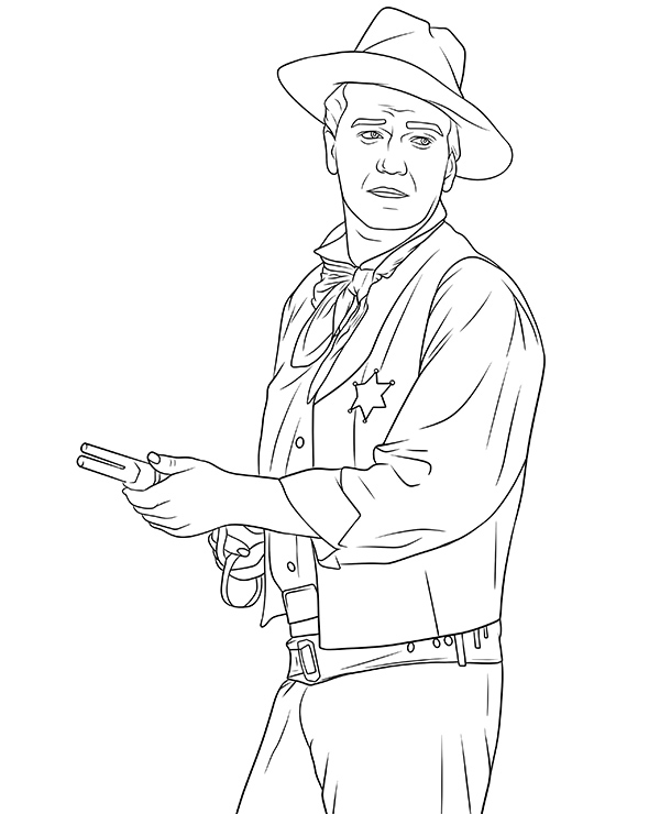 John Wayne coloring page cowboy western