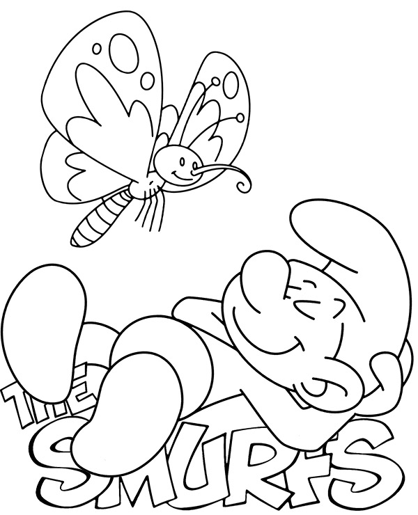 Smurfs coloring pages lazy Smurf