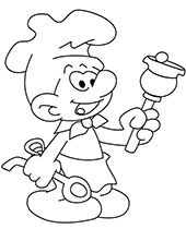 Smurf chef coloring sheet for kids