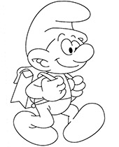 Coloring page Smurf at school