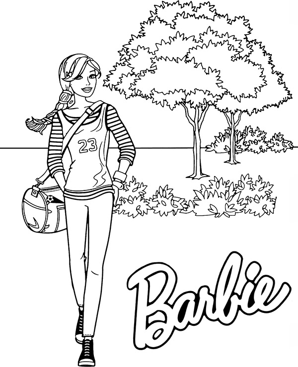 barbie coloring pages park