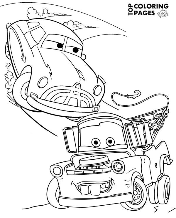 Cars coloring pages with cartoon characters