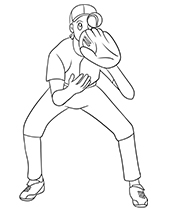 Baseball coloring sheets with a player catching a ball