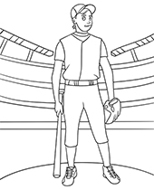 Baseball coloring sheets with a player holding a bat