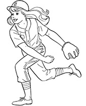 Baseball coloring sheet with a girl player