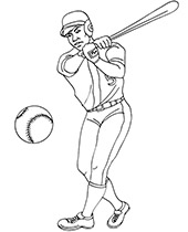 Baseball coloring sheet with a hitter