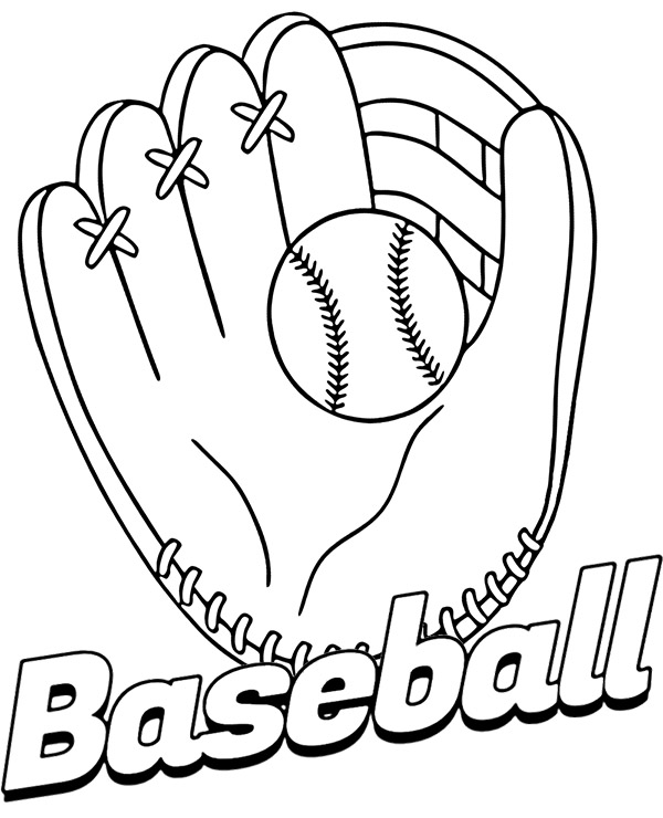Baseball logo coloring page with a glove