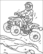 Racing quad coloring page for children