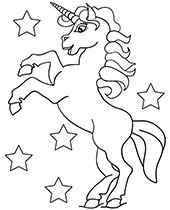 Unicorn coloring pages with stars