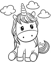 Little unicorn coloring pages to print