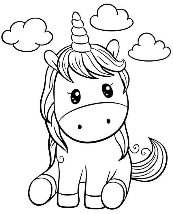 Small unicorn pony coloring page