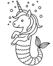 Printable coloring pages with unicorn mermaid