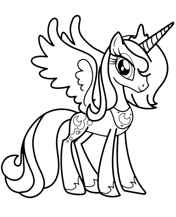Pony unicorn with wings coloring sheet