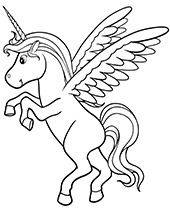 Printable coloring pages of unicorn with wings