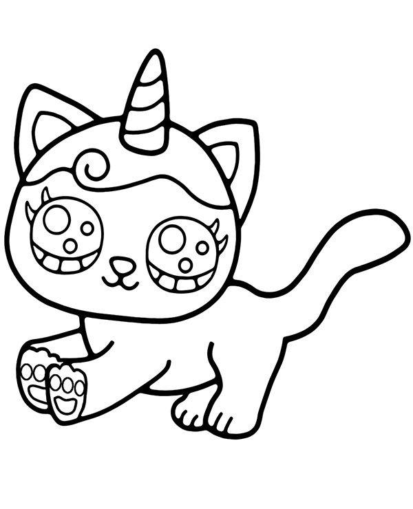 Kitty unicorn coloring page for chidren