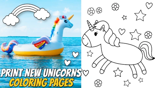 New category of unicorns coloring pages banner mobile