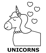 Category of unicorns coloring pages