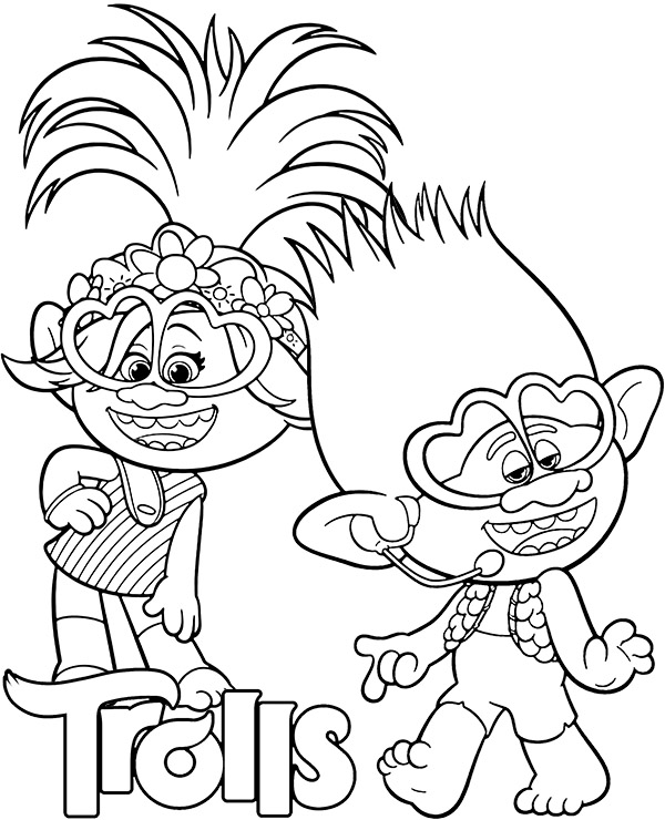 Trolls coloring pages with Poppy & Branch - Topcoloringpages.net