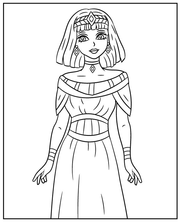 Egyptian princess coloring page for girls