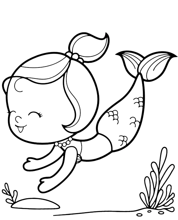 Little mermaid coloring page for children