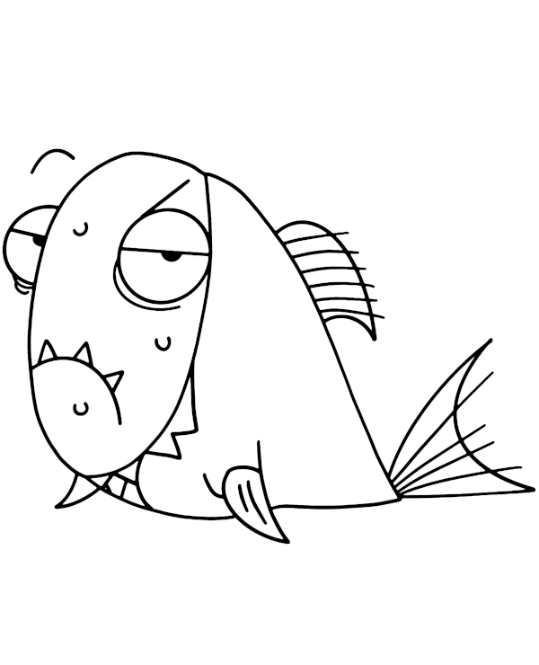 Mr Piranha fish coloring page