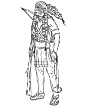 North America Indian warrior coloring picture