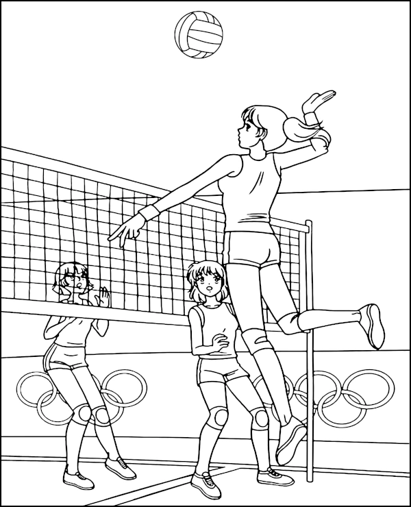Women's volleyball match at the Olympics coloring page 