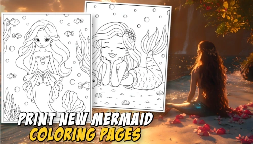 New mermaid coloring pages banner mobile