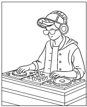 Coloring page dj at the disco