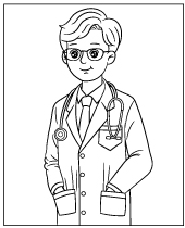 Coloring page doctor with glasses