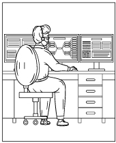 Coloring page computer guy