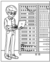 Coloring page it specialist and servers