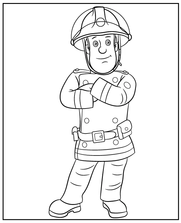 Cartoon character Fireman Sam coloring page