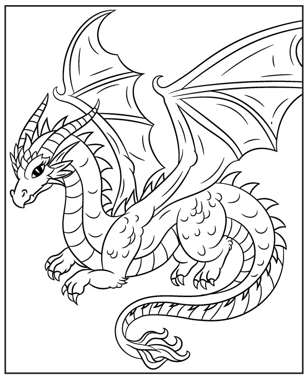 Big dragon coloring sheet for children