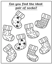 Christmas socks coloring page puzzle for children