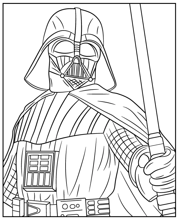 Darth Vader holding lightsaber coloring page Star Wars