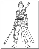 Rey coloring page Star Wars female warrior