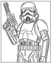 Stormtrooper with a gun coloring page for Star Wars fans