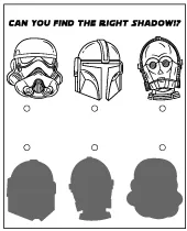 Printable Star Wars puzzle for kids - match the right shadow