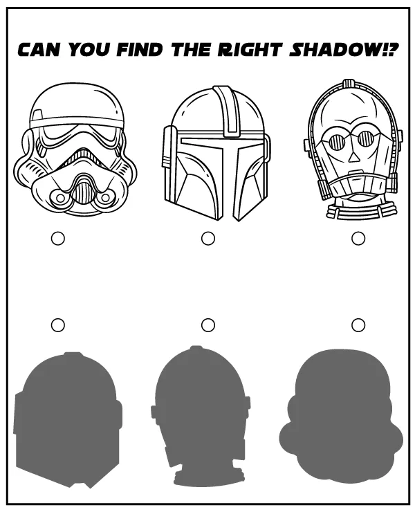 Star Wars puzzle for children - match the right shadow