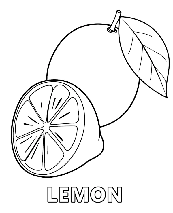 Fruit lemon coloring page for children