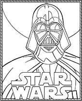 Coloring page Lord Darth Vader & Star Wars logo